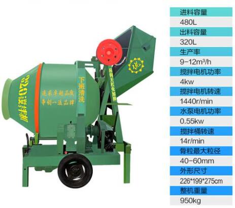 sizes of concrete mixers